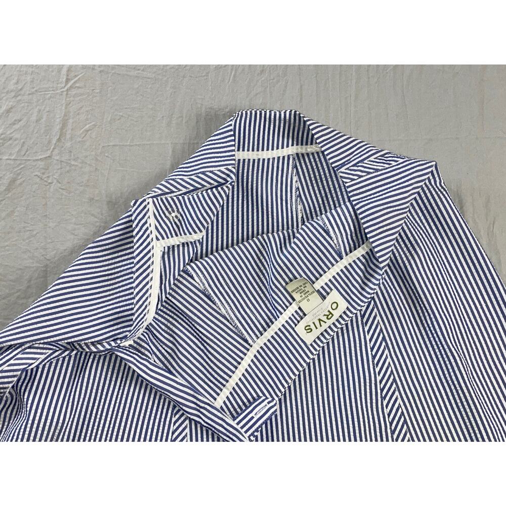 Orvis Micofiber Side Zip Flare Seersucker Skirt. Blue Stripe, Women's 8. EUC!! - Picture 3 of 5